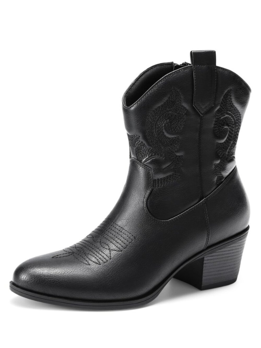 Women's Western Cowboy Cowgirl Embroidered Ankle Boots Fashion Low chunky Heel